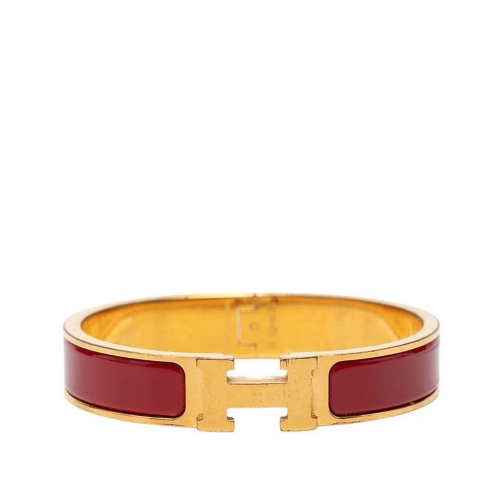 Hermes Clic H PM Enamel Bracelet Gold Red Plated